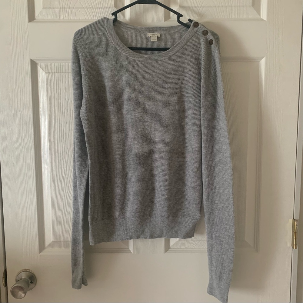 Fossil Gray Button-Detail Women's Sweater